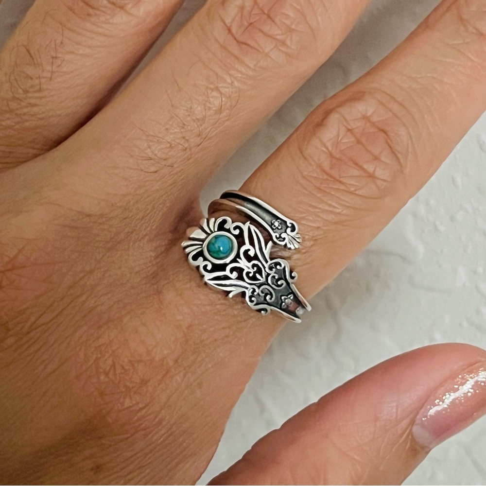 Sterling silver turquoise ring, wrap around ring, wrap around turquoise ring